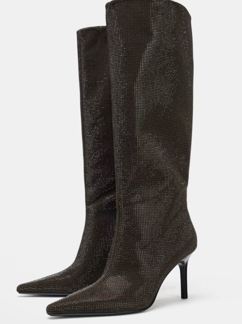 NWT ZARA Women’s Sparkly Knee-High Boots Chocolate Brown Size 10 US or 41 - NEW